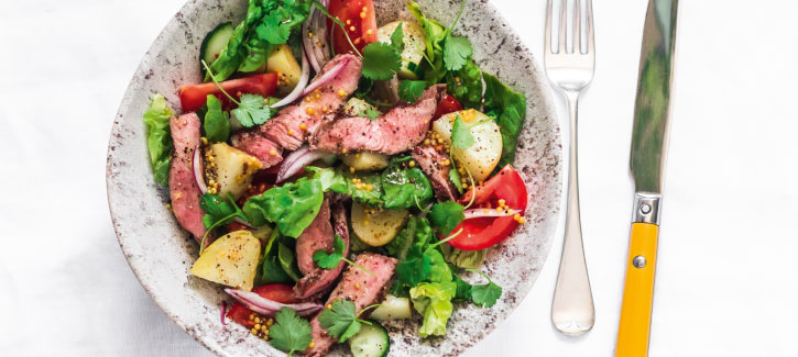 Biefstuksalade met gebakken krieltjes