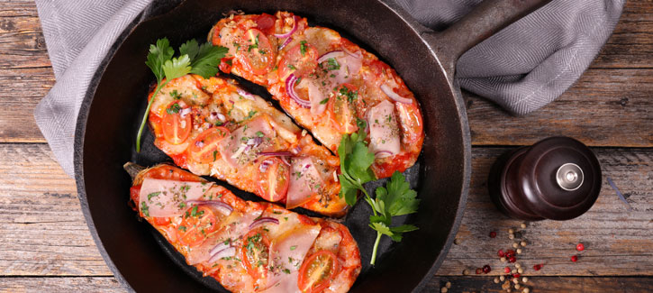 Gevulde aubergine met kip