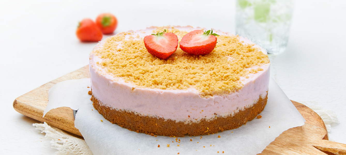 Vanille aardbei cheesecake, koolhydraatarm recept