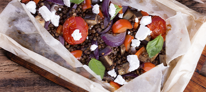 Gegrilde balsamicogroenten met pesto en feta